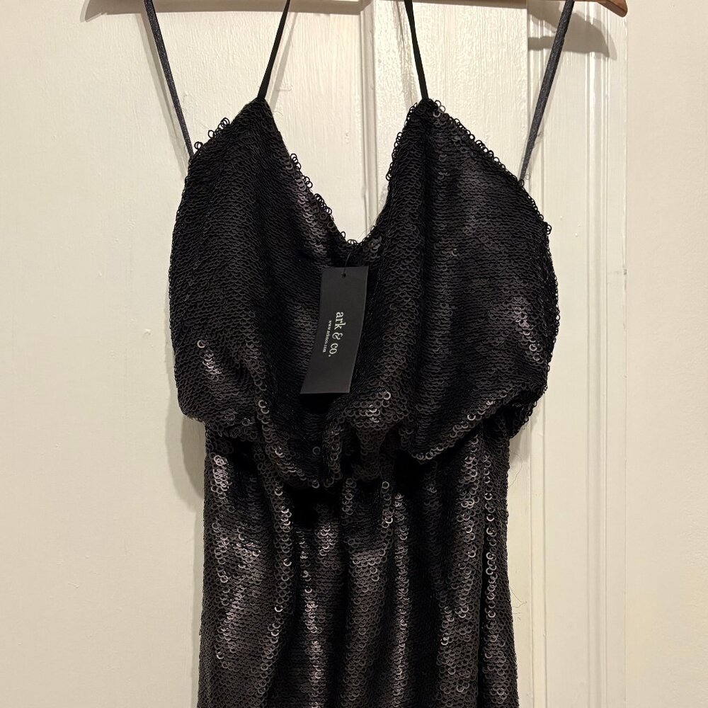 ARK & CO Sequin Dress S Small Rose Gold Silver Party Cruise Wedding Holiday